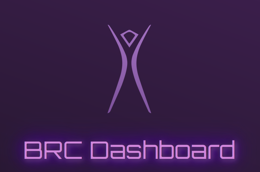 The Burning Man logo in purple with the words BRC Dashboard below it.